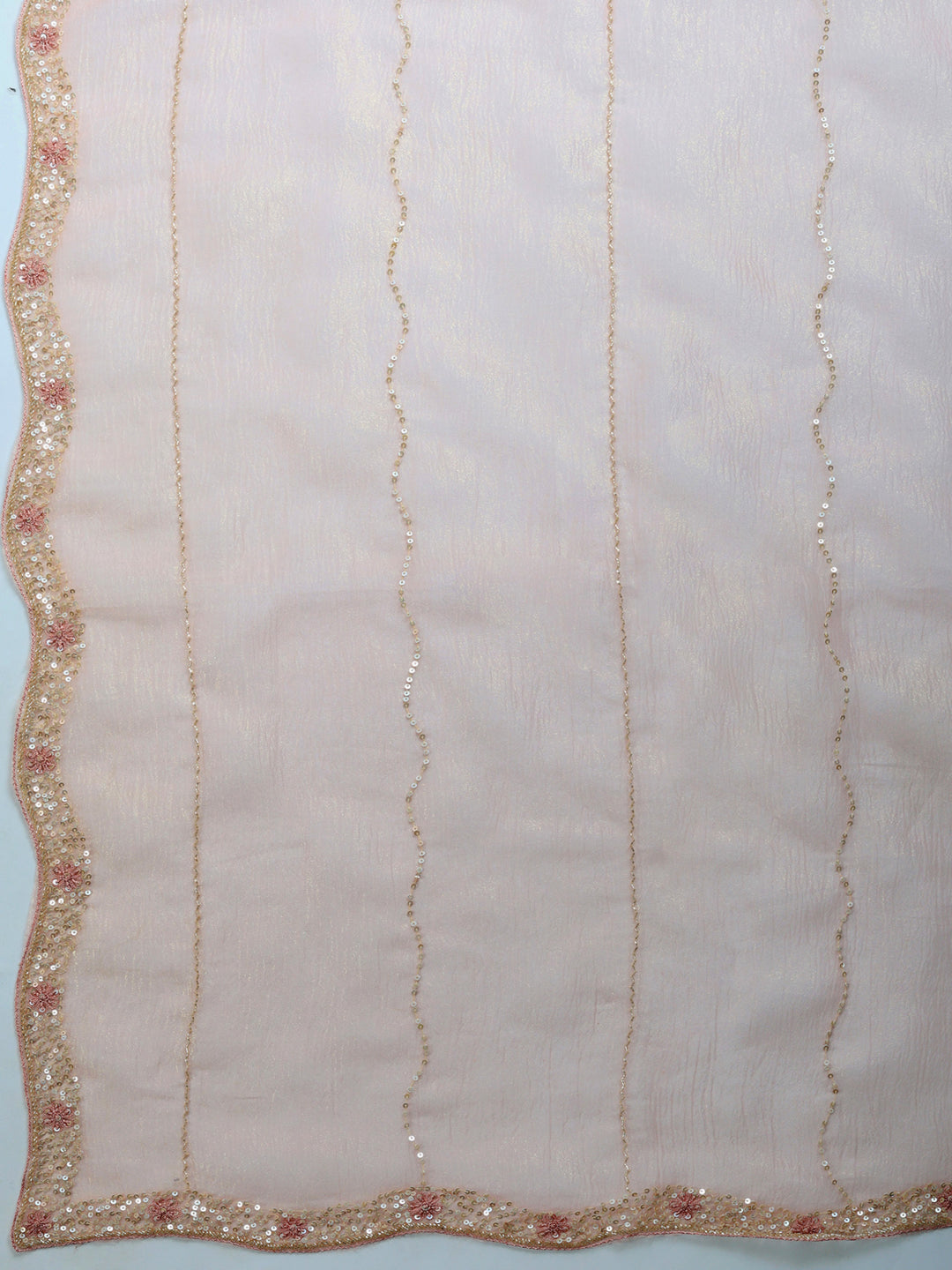 Peach Embroidered Organza Saree