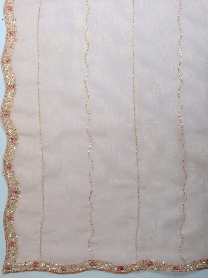 Peach Embroidered Organza Saree