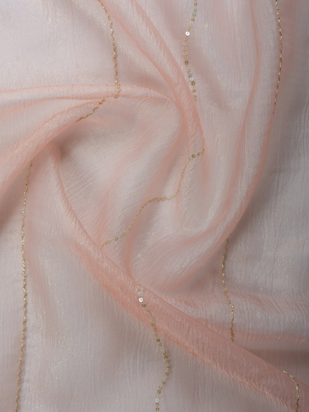 Peach Embroidered Organza Saree