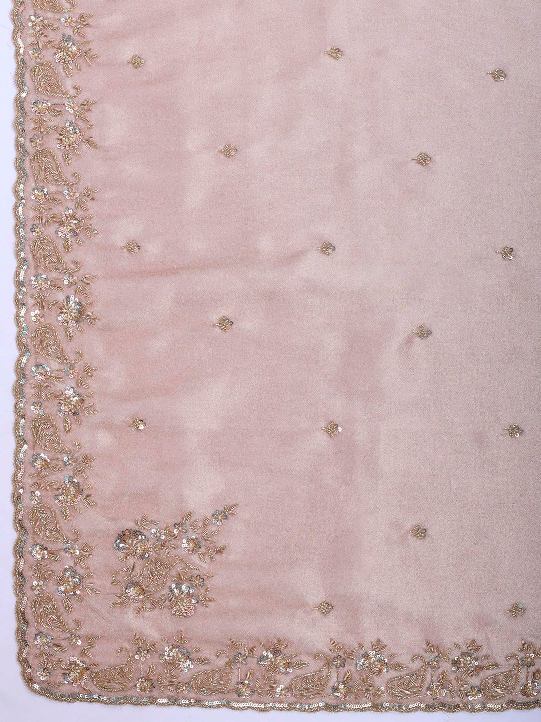 Dusty Pink Embroidered Tissue Saree