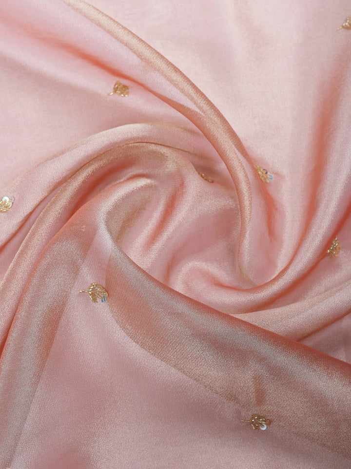 Dusty Pink Embroidered Tissue Saree