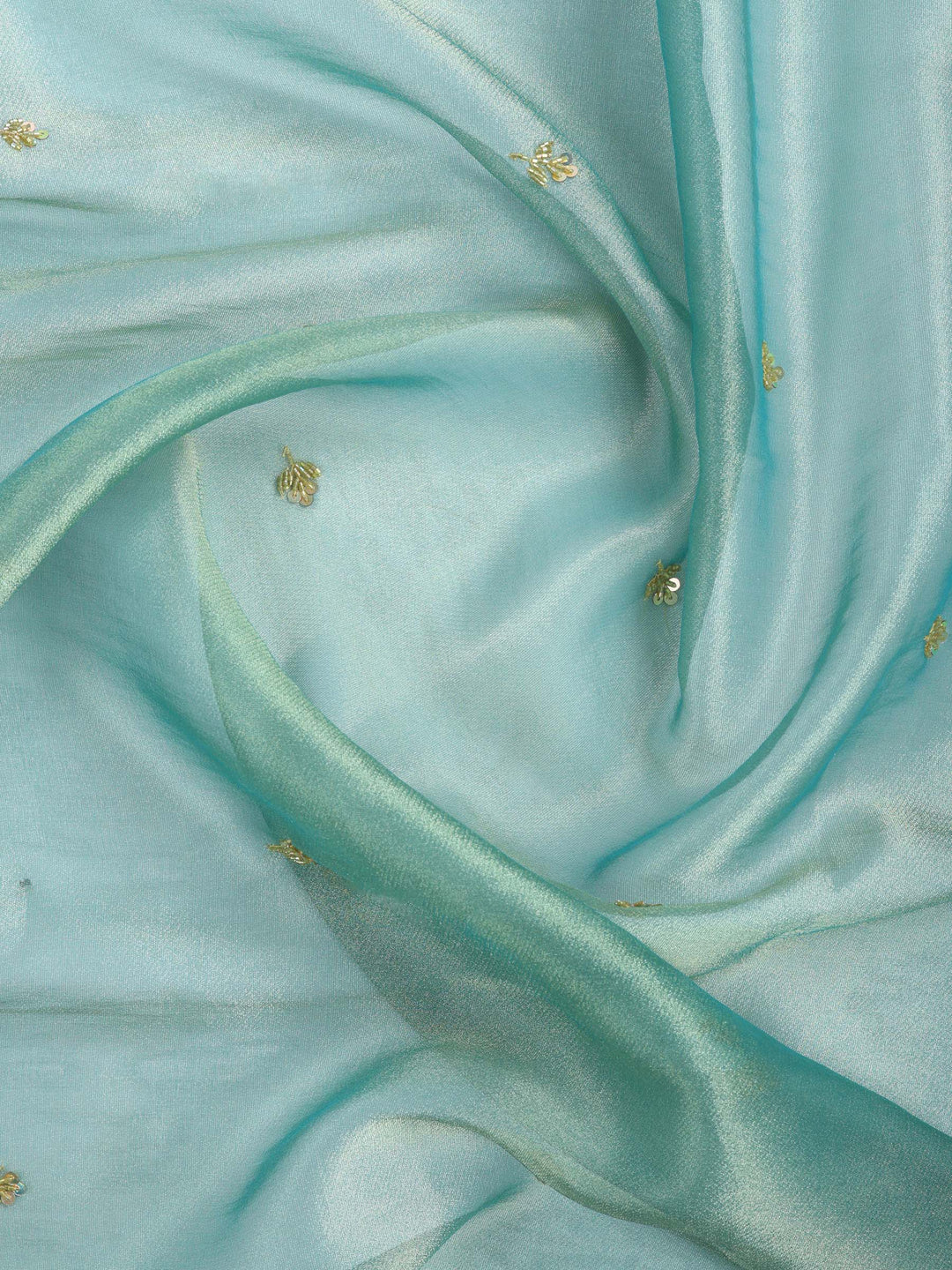 Sea Green Embroidered Tissue Saree