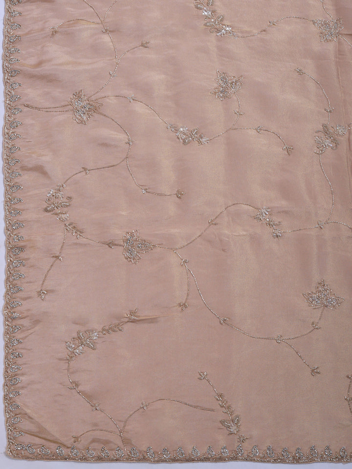 Beige Embroidered Tissue Saree