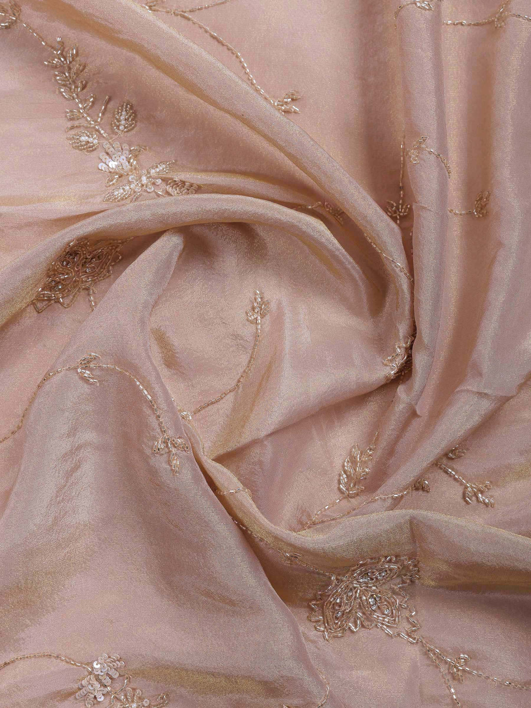 Beige Embroidered Tissue Saree