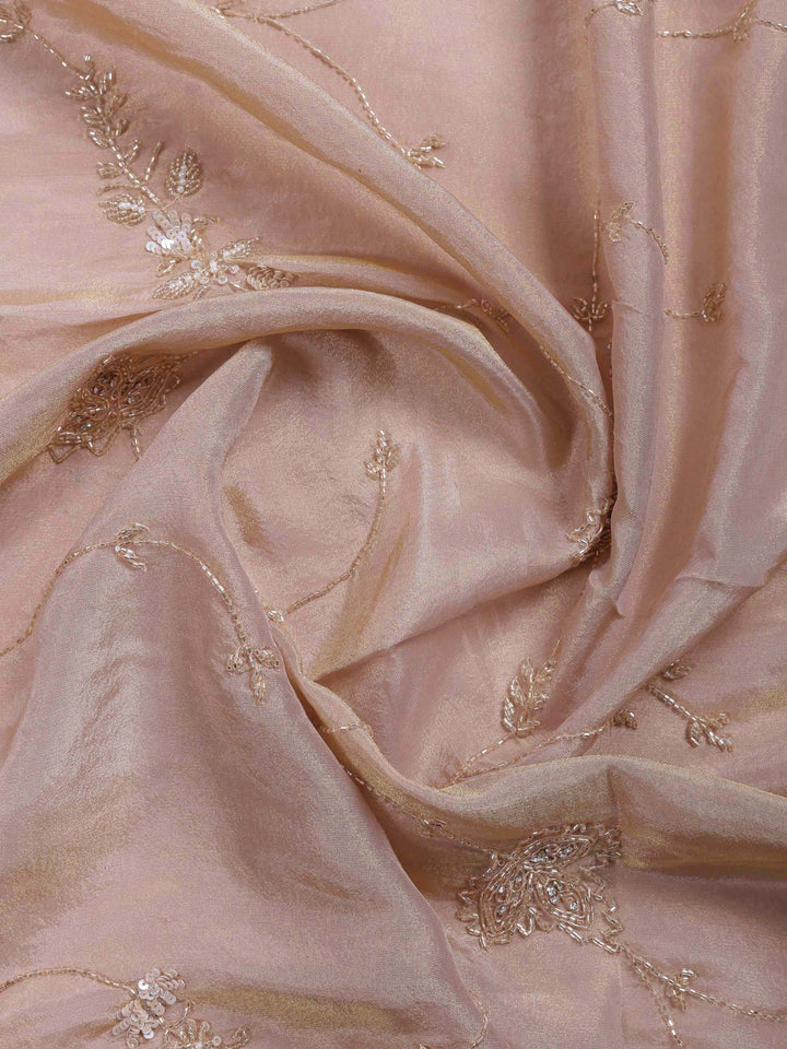 Beige Embroidered Tissue Saree