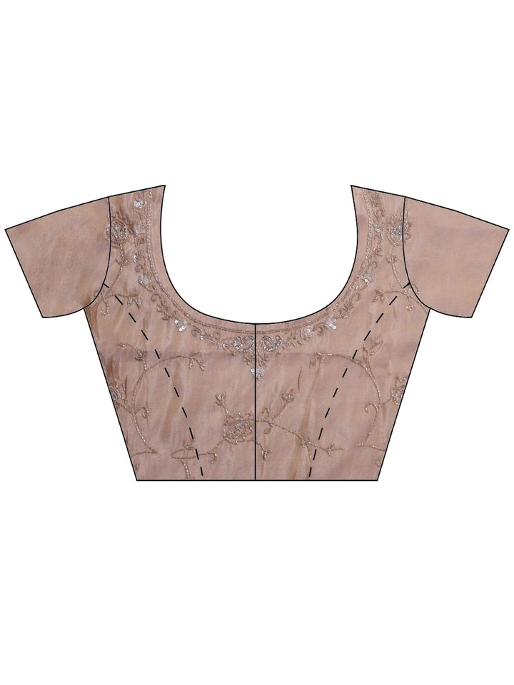 Beige Embroidered Tissue Saree