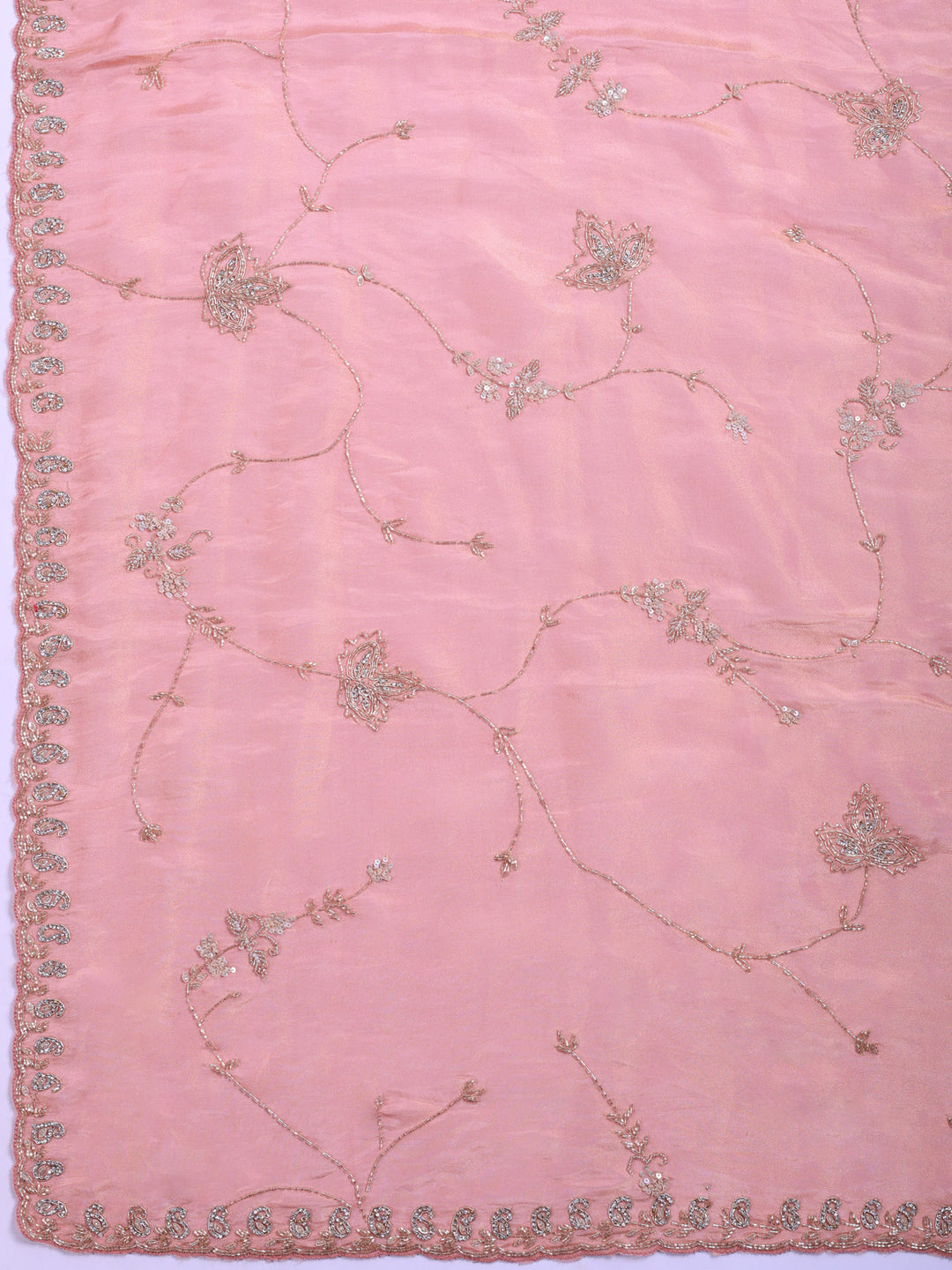 Pink Embroidered Tissue Saree