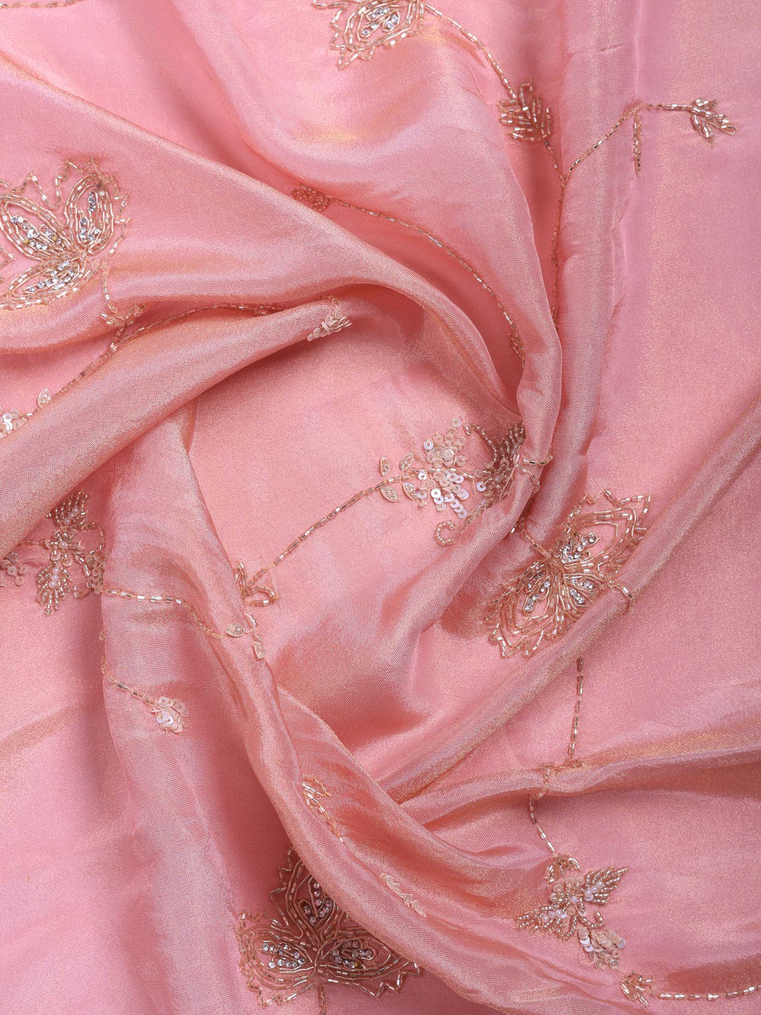 Pink Embroidered Tissue Saree