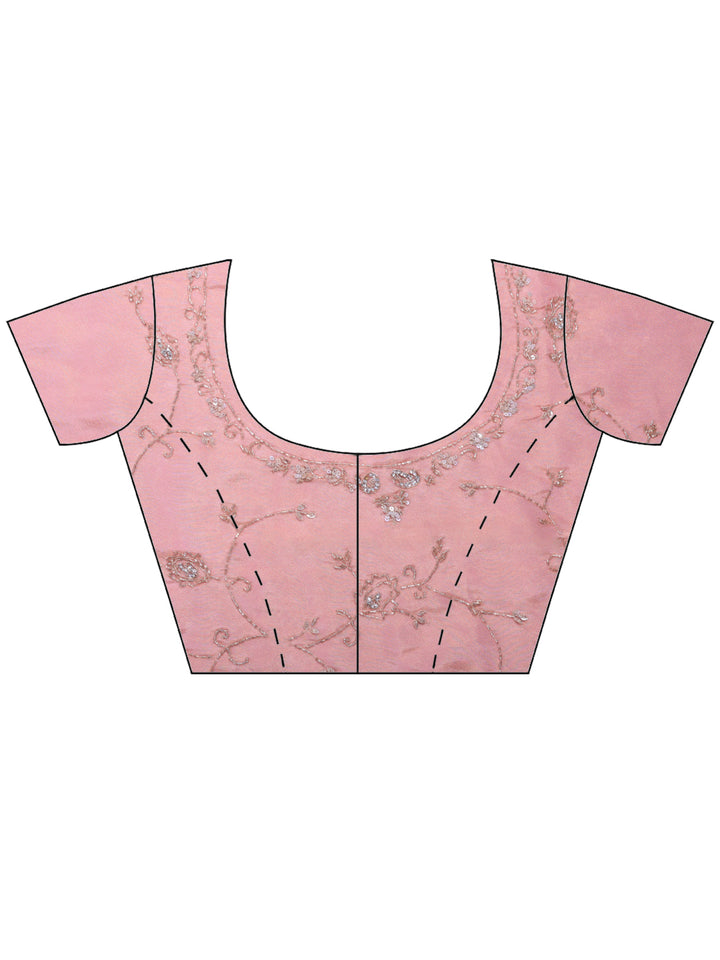 Pink Embroidered Tissue Saree