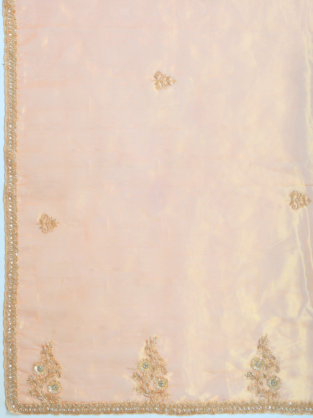 Dusty Pink Embroidered Tissue Saree