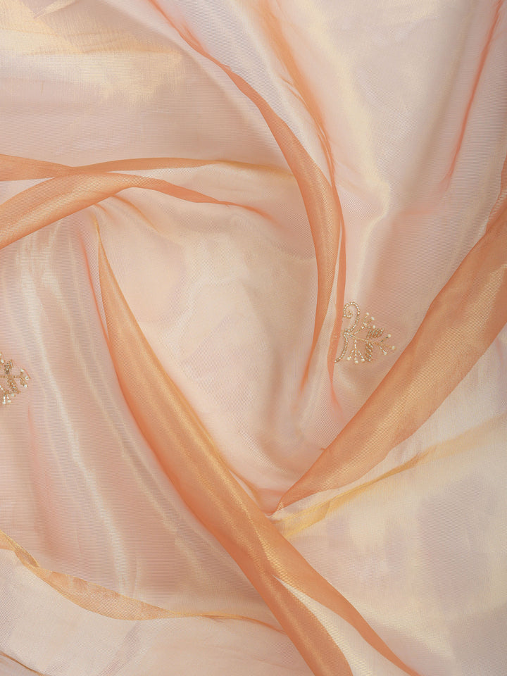 Dusty Pink Embroidered Tissue Saree