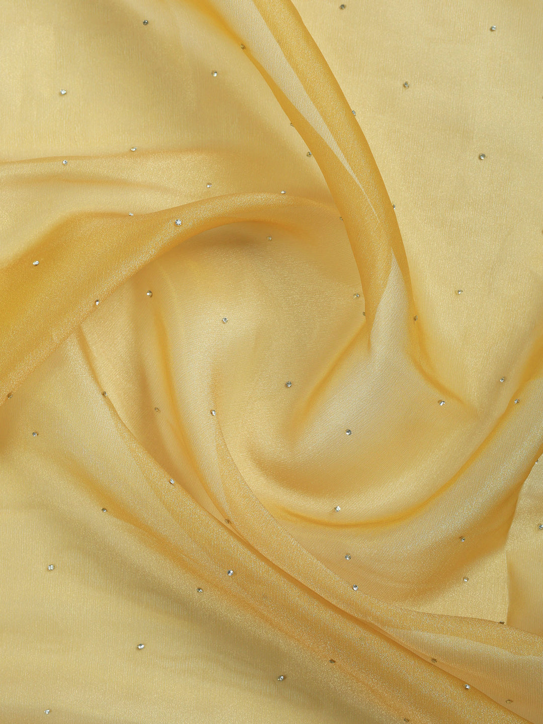 Mustard Embroidered Tissue Saree