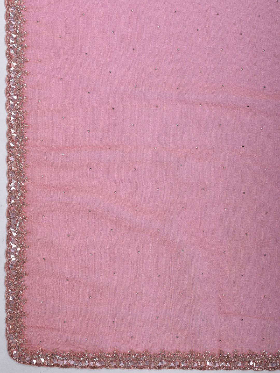 Pink Embroidered Tissue Saree