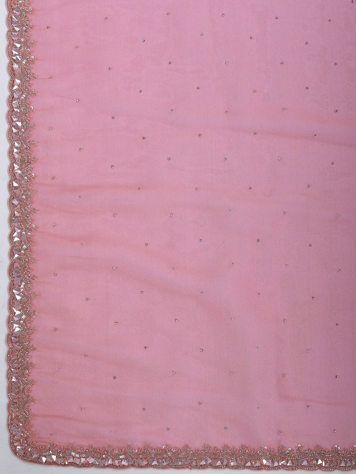 Pink Embroidered Tissue Saree