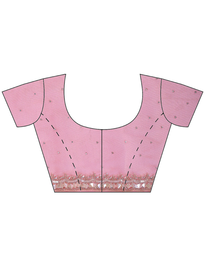 Pink Embroidered Tissue Saree