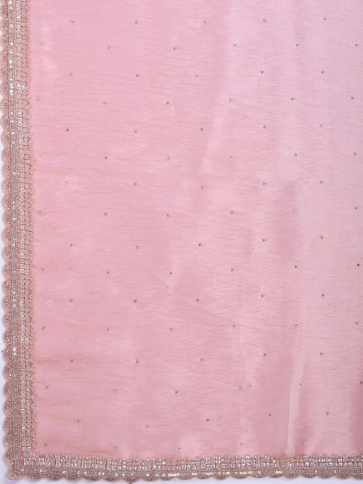 Onion Pink Embroidered Tissue Saree