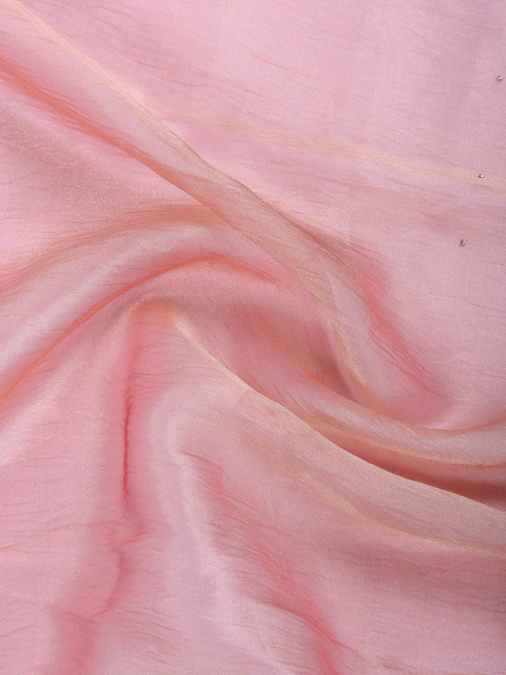 Onion Pink Embroidered Tissue Saree