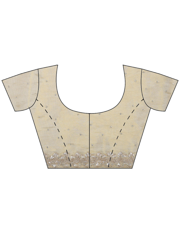 Beige Embroidered Tissue Saree