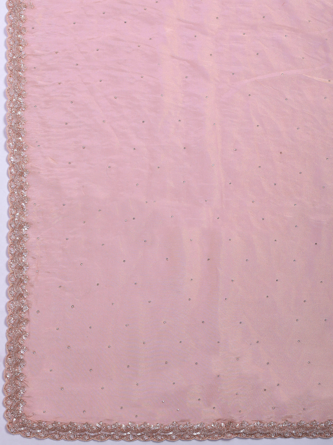 Peach Embroidered Tissue Saree