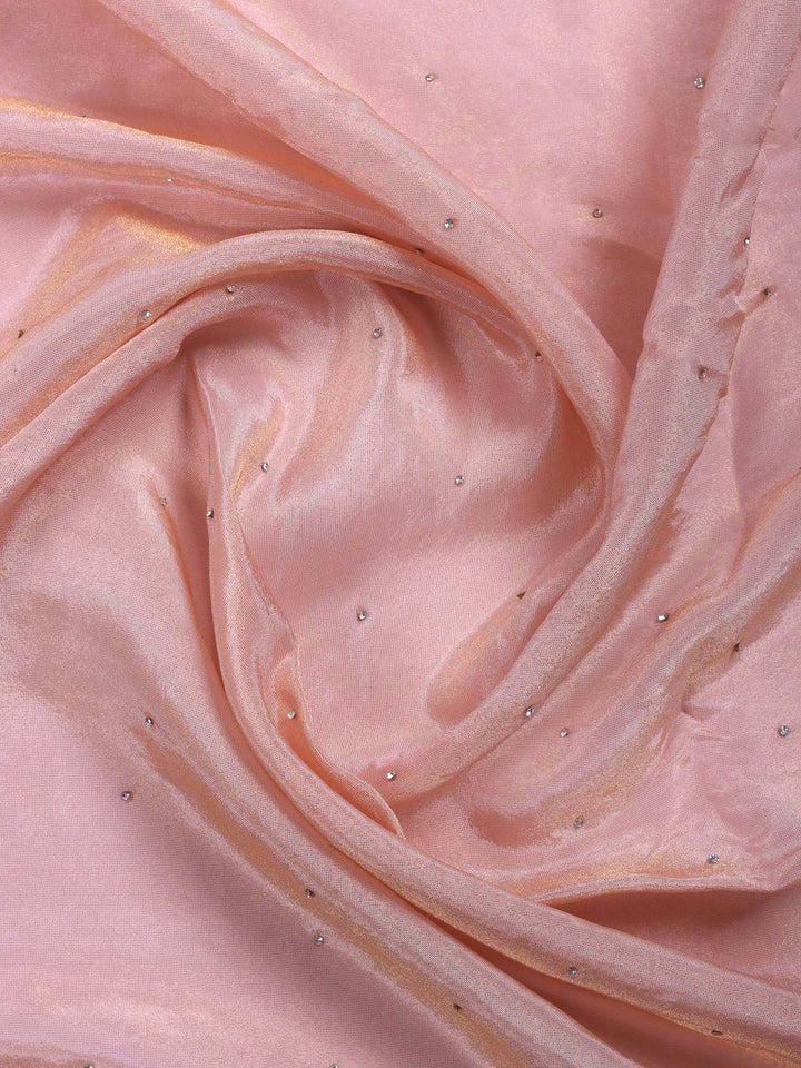 Peach Embroidered Tissue Saree