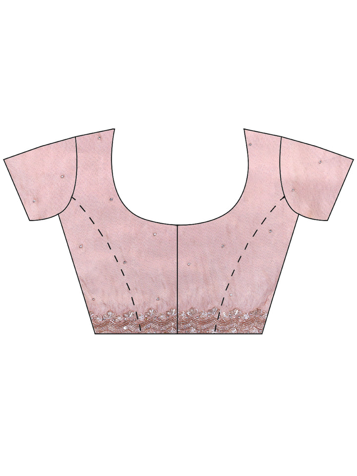 Peach Embroidered Tissue Saree