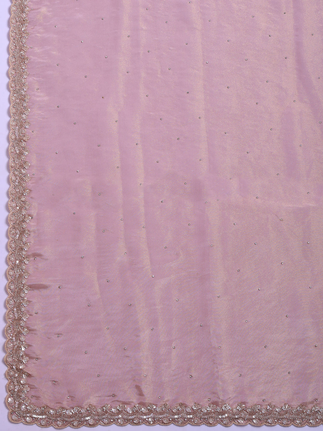 Pink Lavender Embroidered Tissue Saree