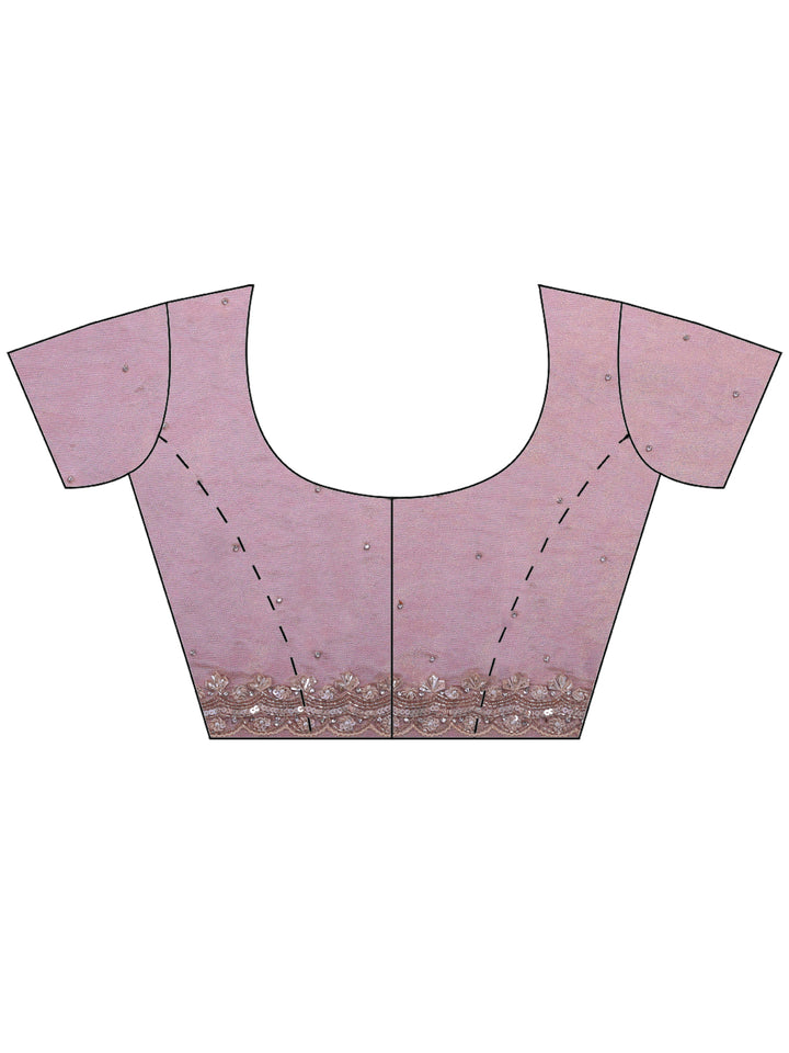 Pink Lavender Embroidered Tissue Saree