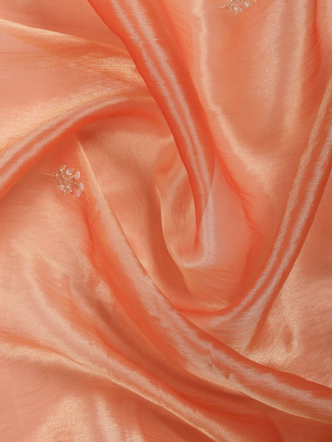 Orange Embroidered Organza Saree