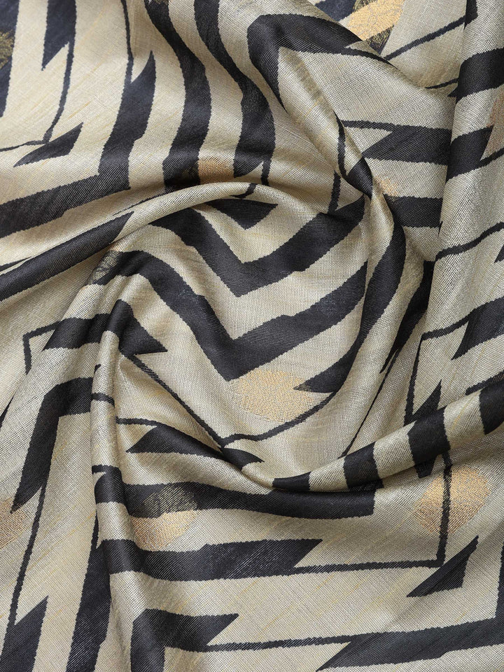 Black Tussar Printed Saree