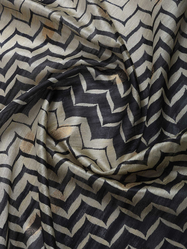 Black Tussar Printed Saree