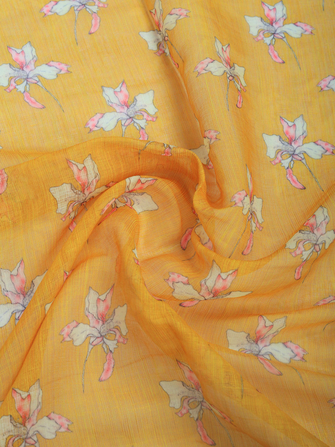 Mustard Digital Print Cotton Blend Saree