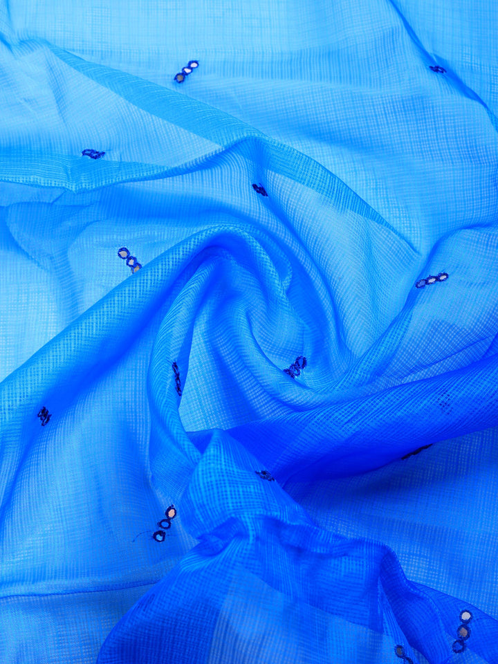 Blue Printed Cotton Blend Saree