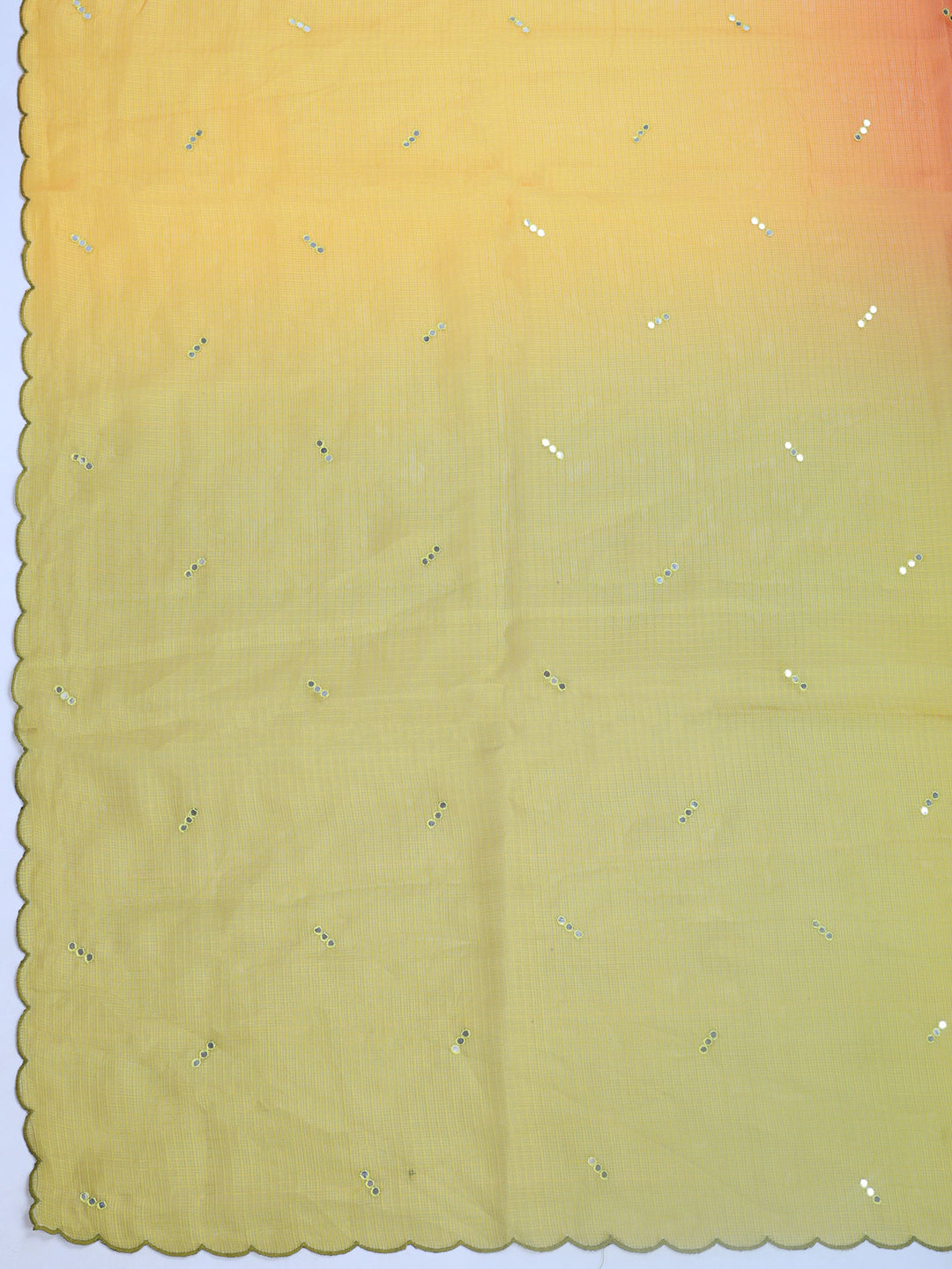 Mustard Printed Cotton Blend Saree