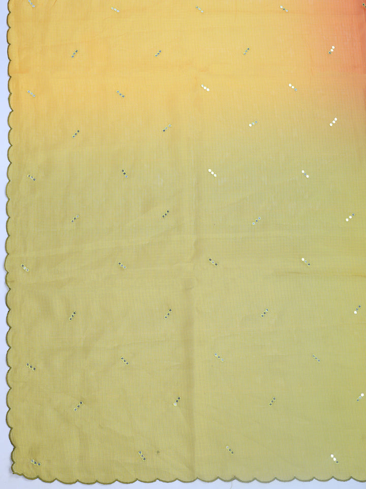 Mustard Printed Cotton Blend Saree