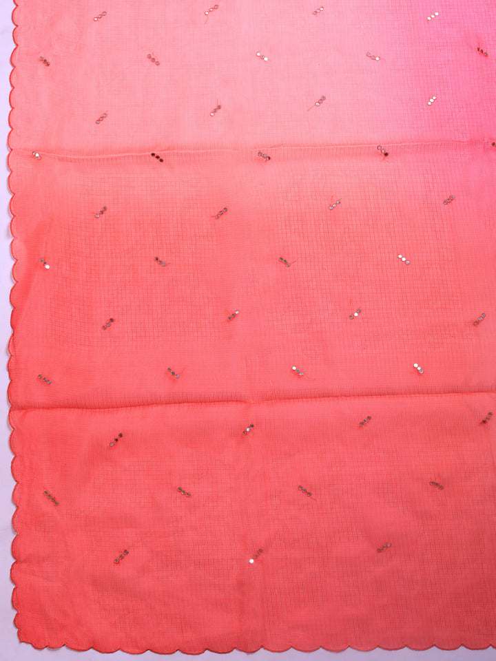 Peach Printed Cotton Blend Saree