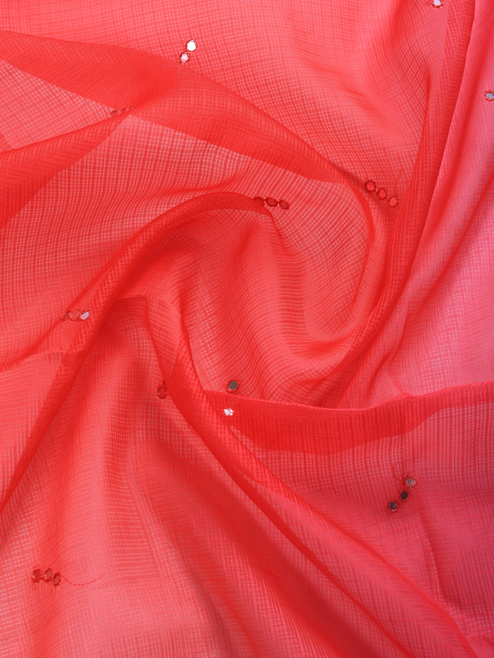 Peach Printed Cotton Blend Saree
