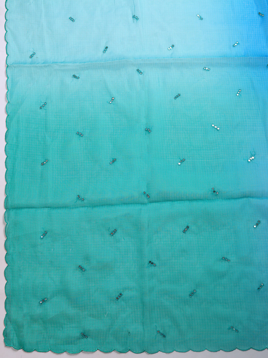 Sea Green Printed Cotton Blend Saree