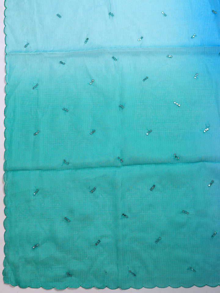 Sea Green Printed Cotton Blend Saree