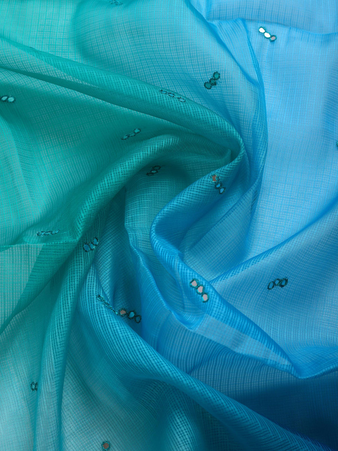 Sea Green Printed Cotton Blend Saree