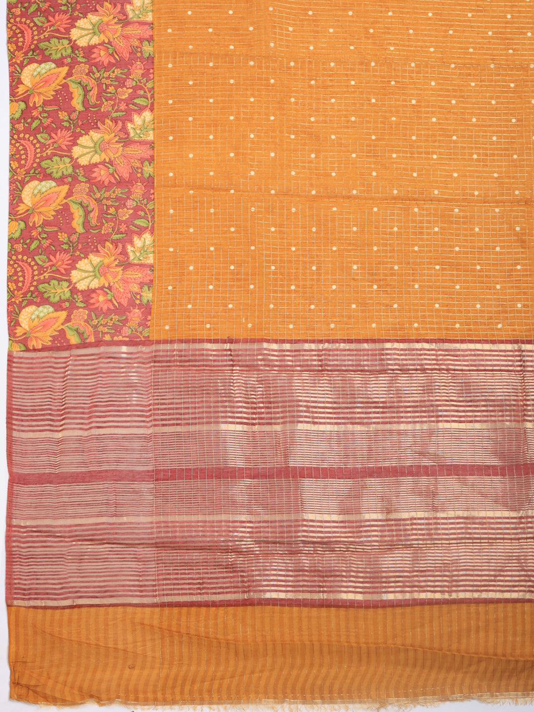 Mustard Digital Print Cotton Blend Saree