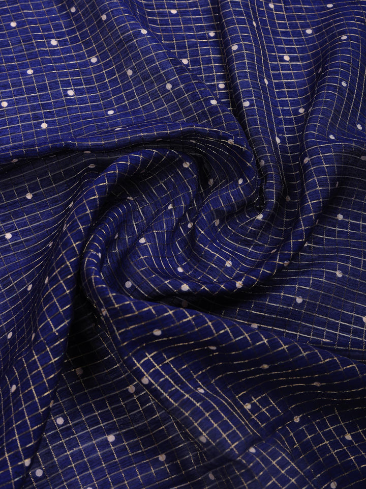 Navy Blue Digital Print Cotton Blend Saree