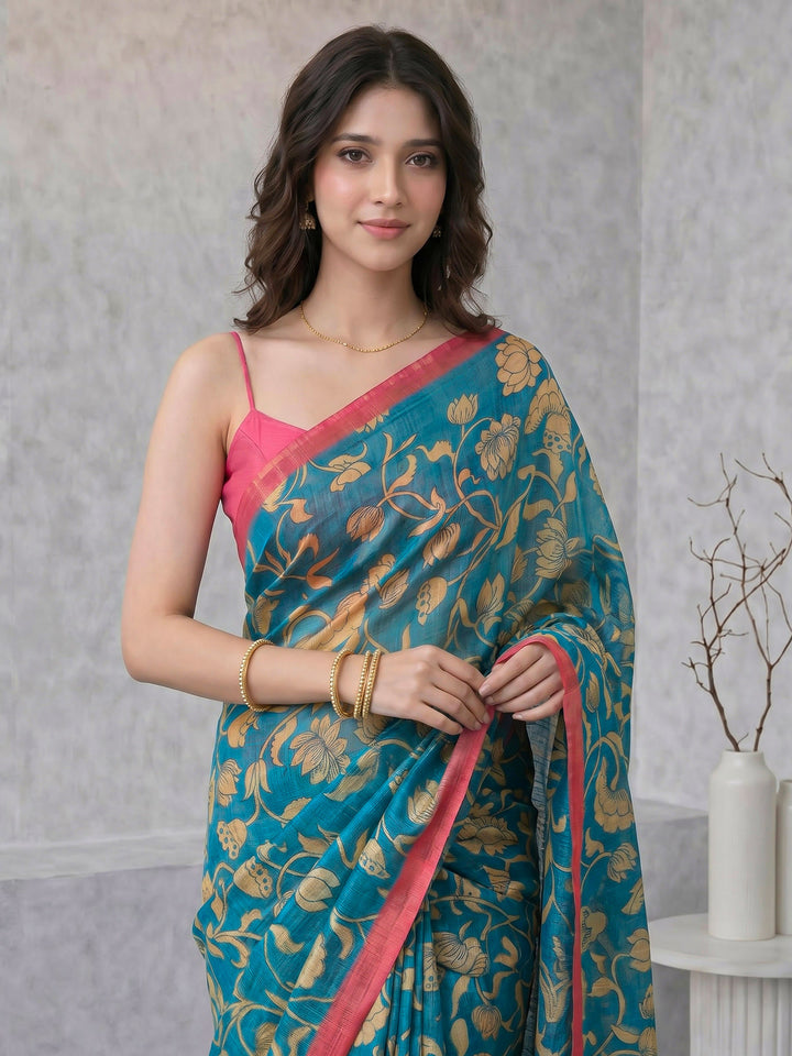 Firozee Digital Print Cotton Blend Saree