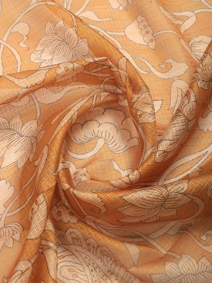 Mustard Digital Print Cotton Blend Saree