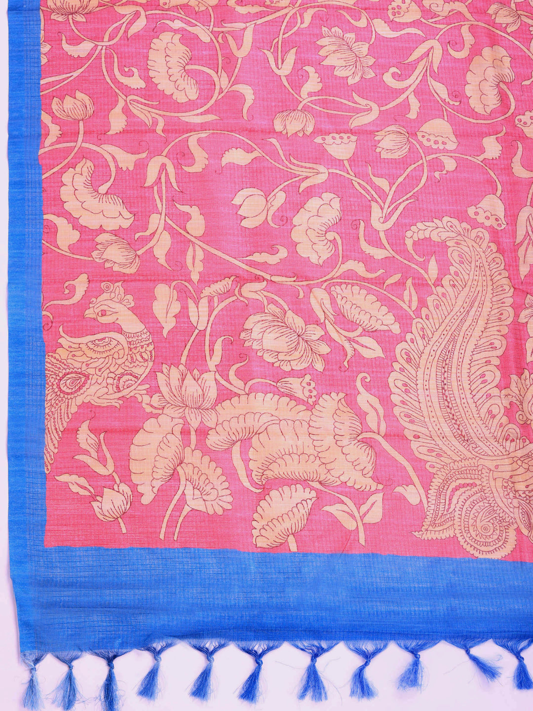 Pink Digital Print Cotton Blend Saree