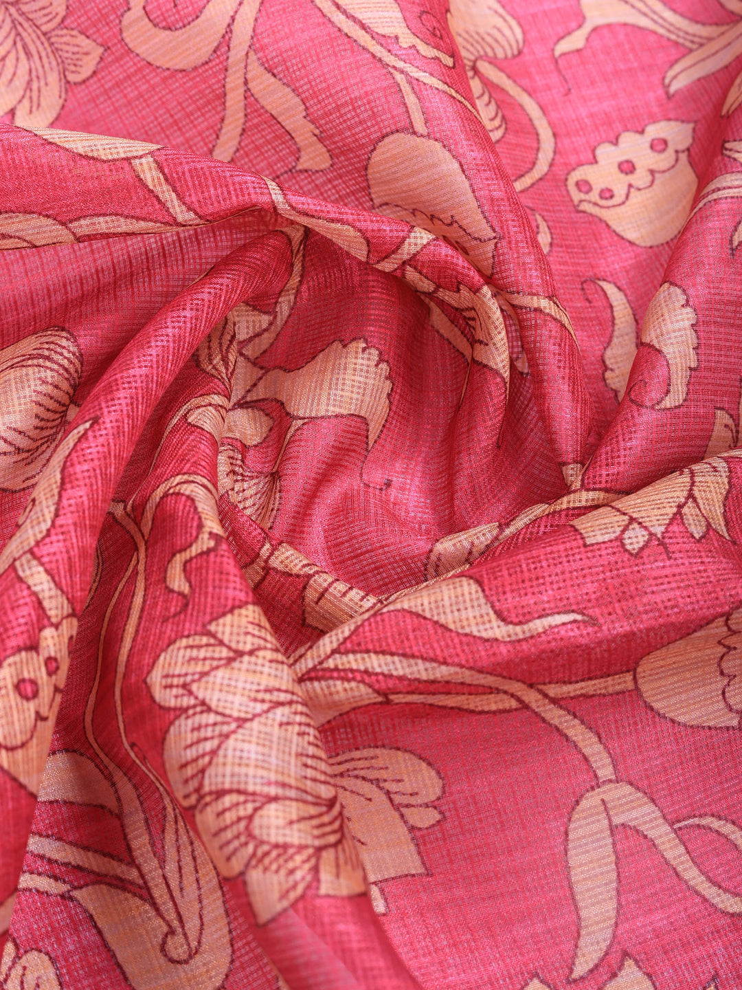 Pink Digital Print Cotton Blend Saree