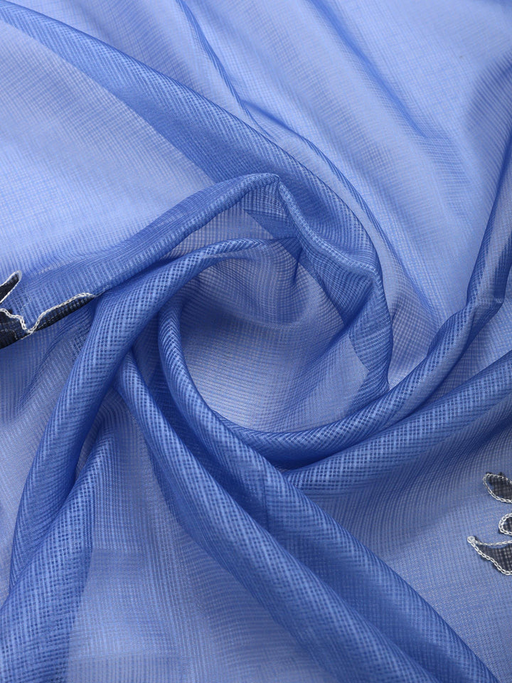 Blue Digital Print Cotton Blend Saree