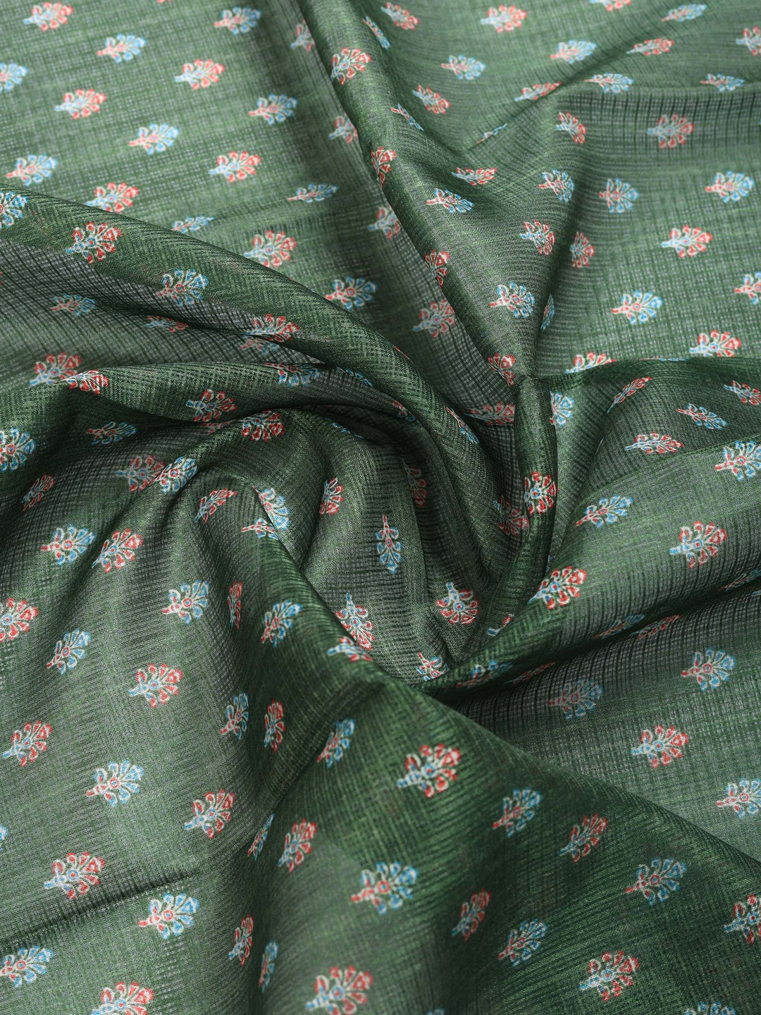 Green Digital Print Cotton Blend Saree