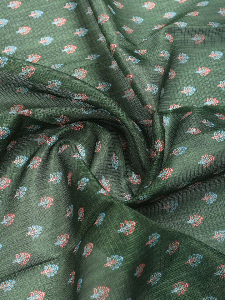 Green Digital Print Cotton Blend Saree