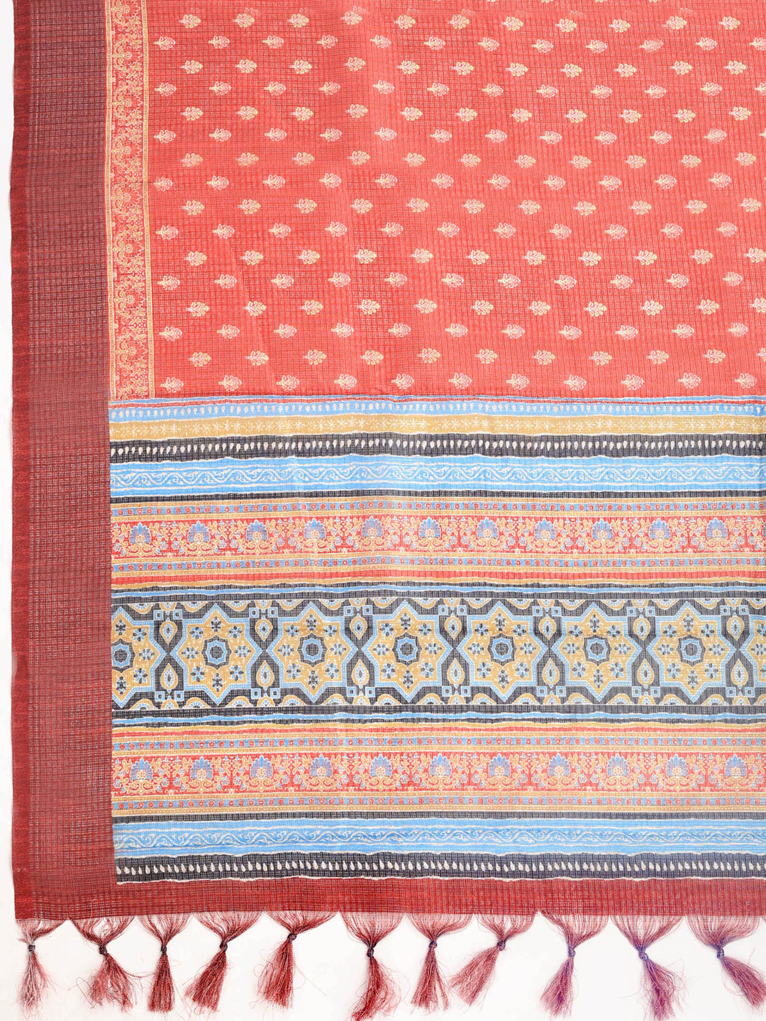 Maroon Digital Print Cotton Blend Saree