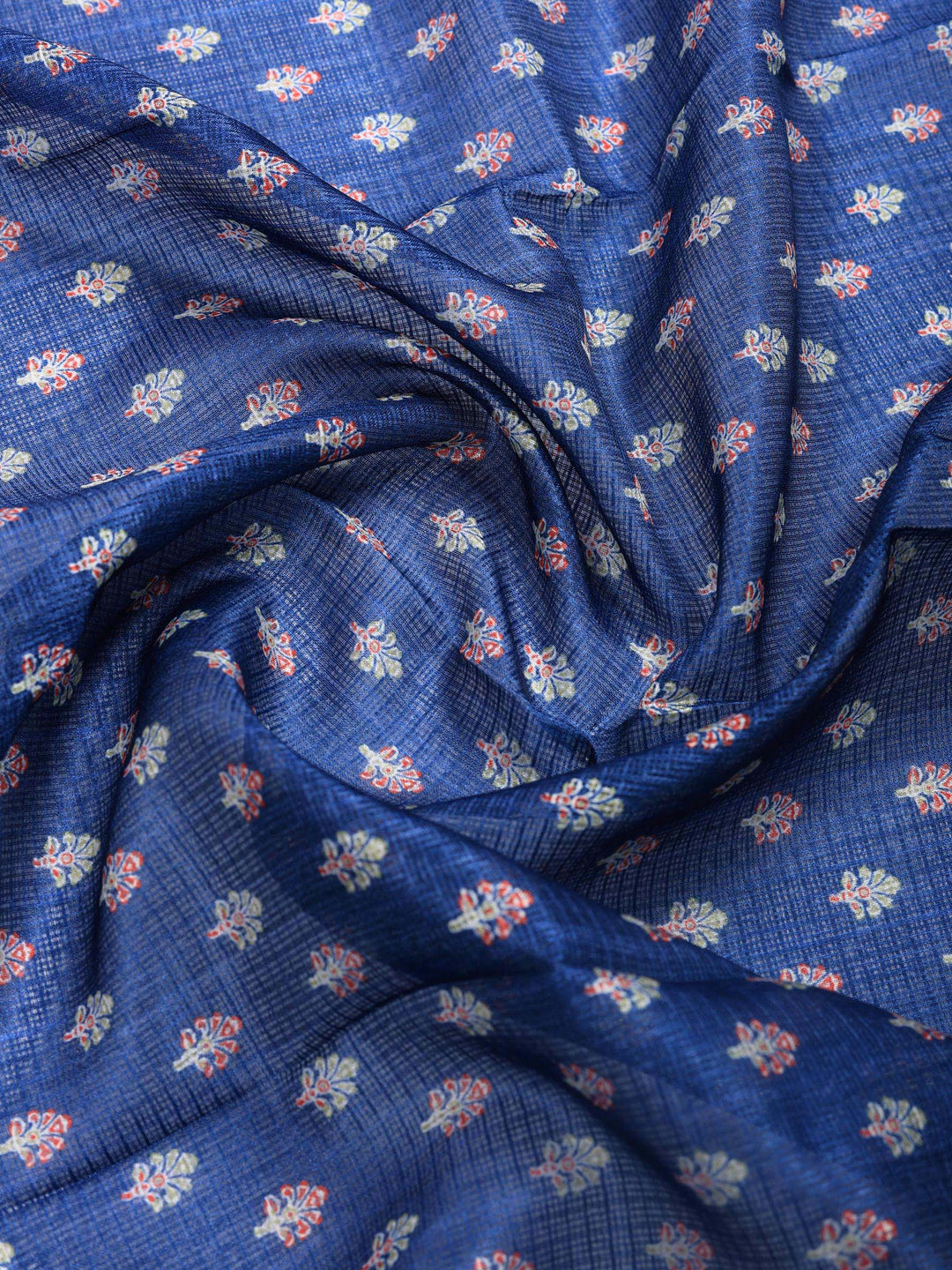 Navy Blue Digital Print Cotton Blend Saree